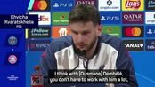PSG's Khvicha Kvaratskhelia labelled team-mate Ousmane Dembele a joy to watch as they prepare for Bayern semi